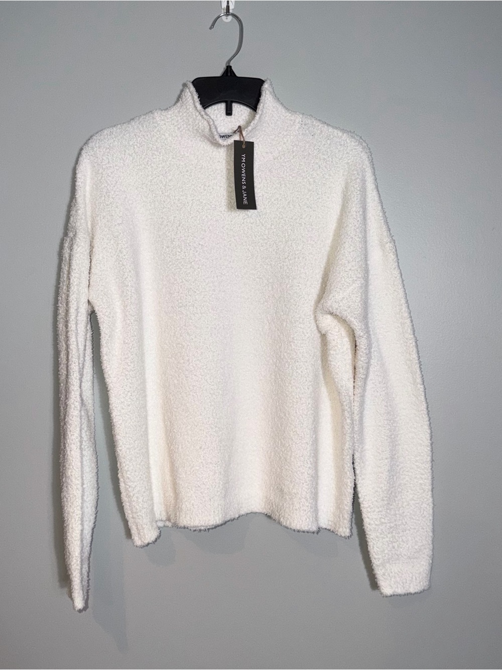 Women's Cream Sherpa Mock-Neck Sweater